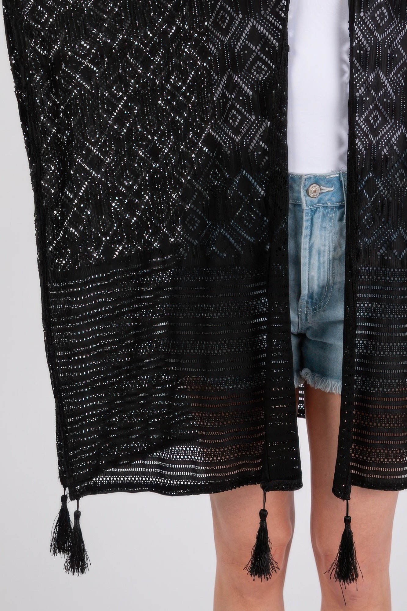 Geometric Pattern Tassel Cover Up - All Season Fashion