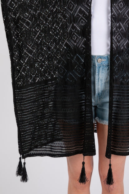Geometric Pattern Tassel Cover Up - All Season Fashion