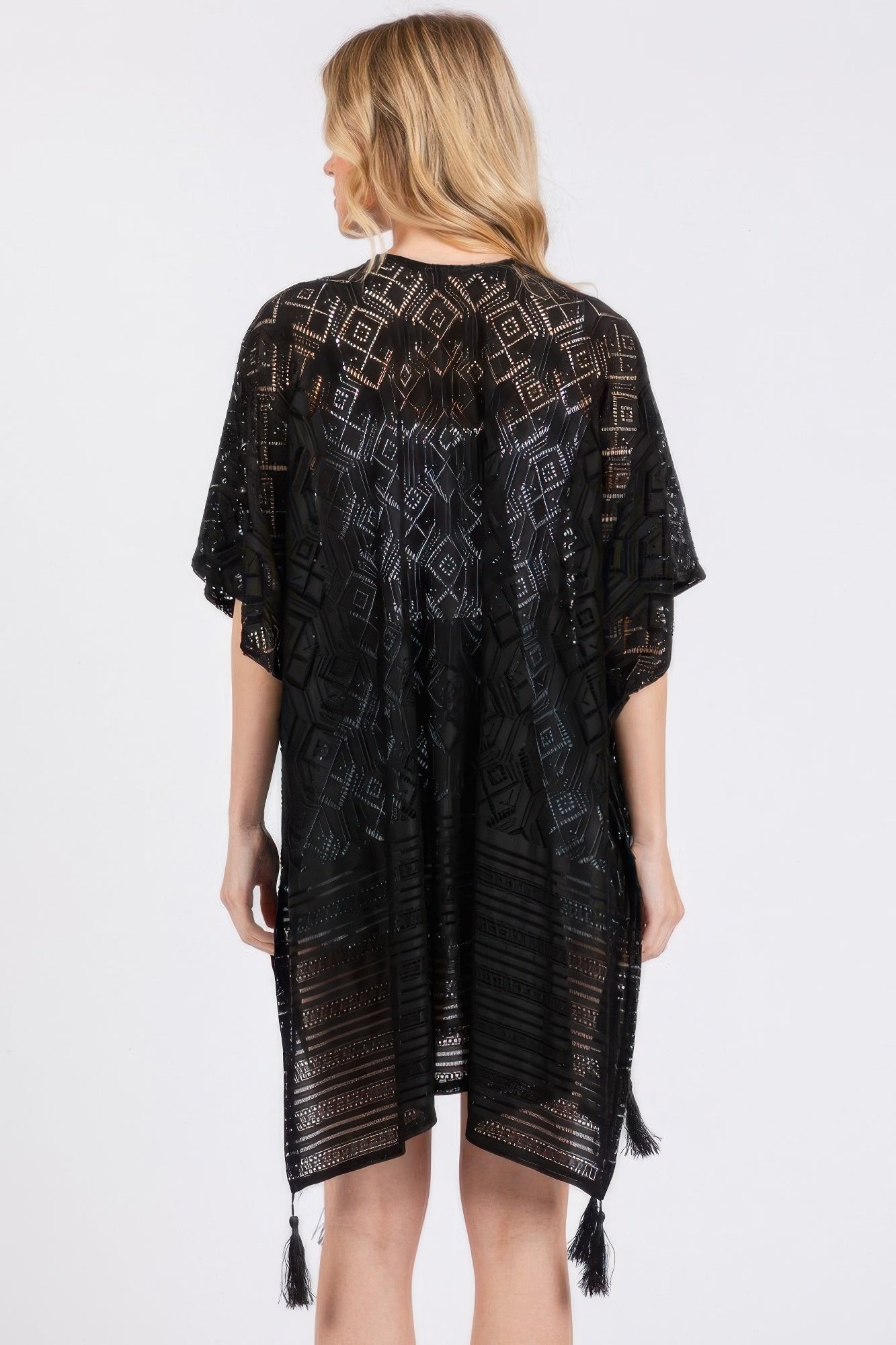 Geometric Pattern Tassel Cover Up - All Season Fashion