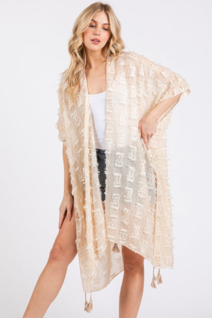 Distressed Pattern Tassel Kimono - All Season Fashion