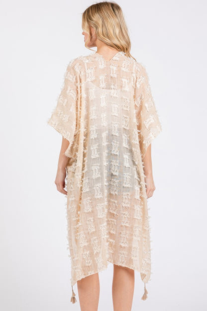 Distressed Pattern Tassel Kimono - All Season Fashion