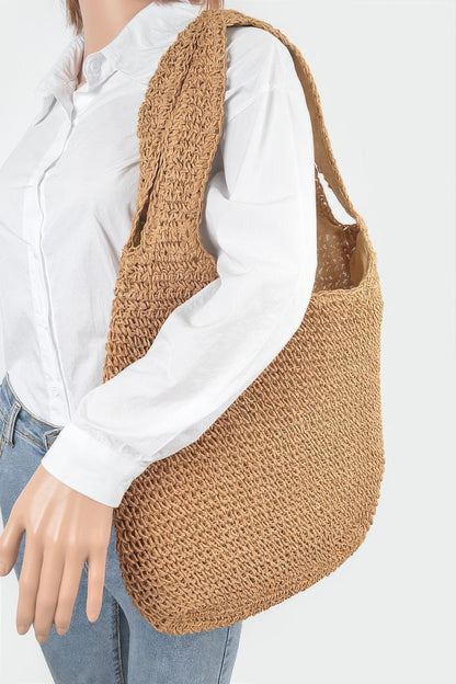 Faux Straw Hobo Bag - All Season Fashion
