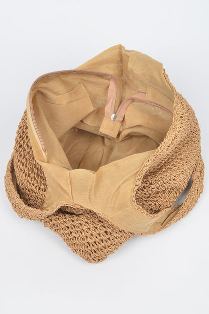 Faux Straw Hobo Bag - All Season Fashion