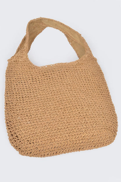 Faux Straw Hobo Bag - All Season Fashion