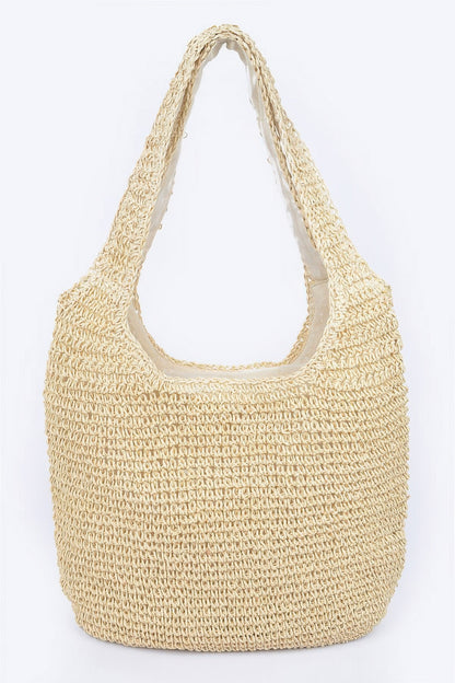 Faux Straw Hobo Bag - All Season Fashion