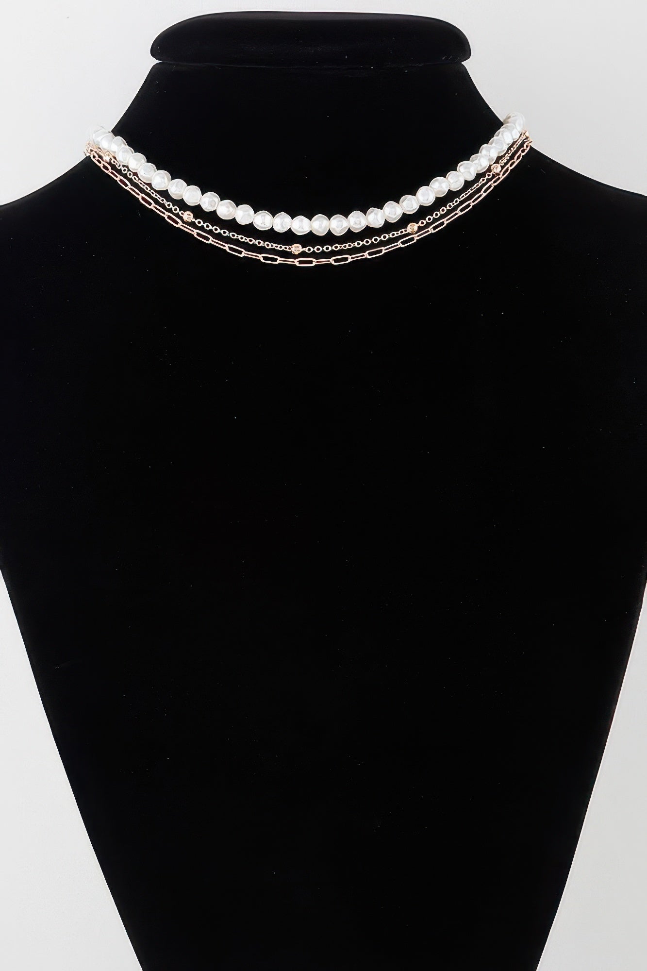 Triple Pearl Chain Necklace - All Season Fashion