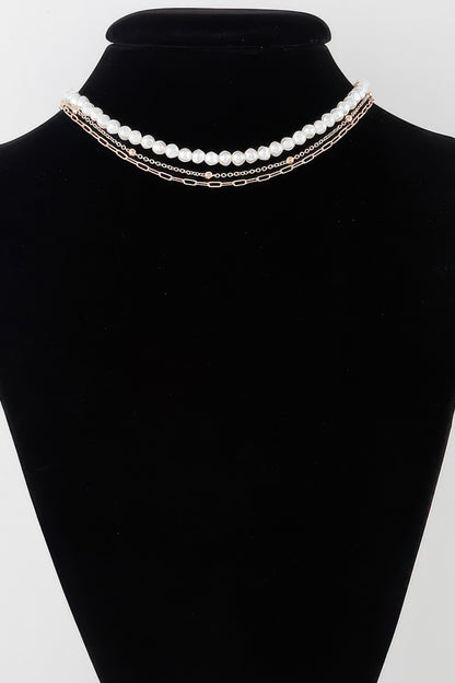 Triple Pearl Chain Necklace - All Season Fashion