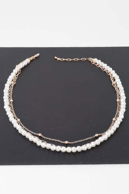 Triple Pearl Chain Necklace - All Season Fashion