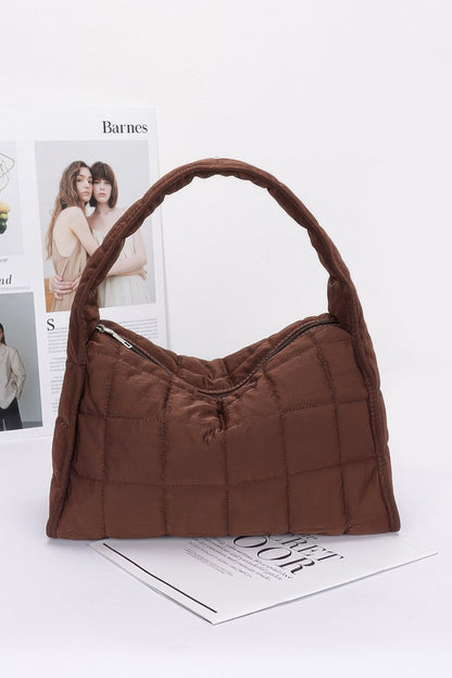 Quilted Nylon Shoulder Bag - All Season Fashion