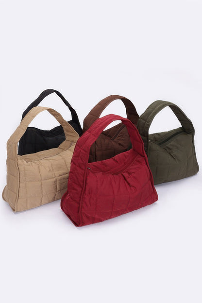 Quilted Nylon Shoulder Bag - All Season Fashion