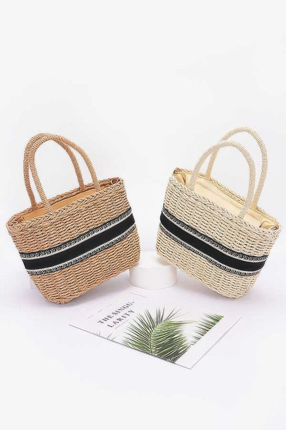 Faux Straw Small Tote Bag - All Season Fashion