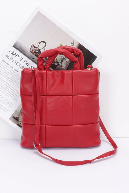 Quilted Faux Leather Padded Tote Bag - All Season Fashion