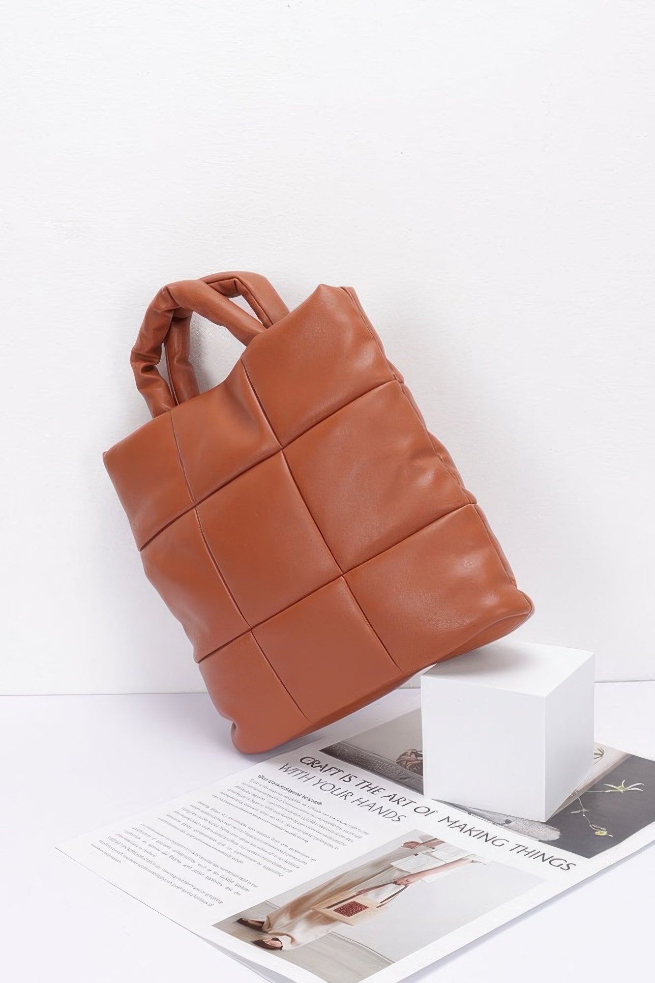 Quilted Faux Leather Padded Tote Bag - All Season Fashion