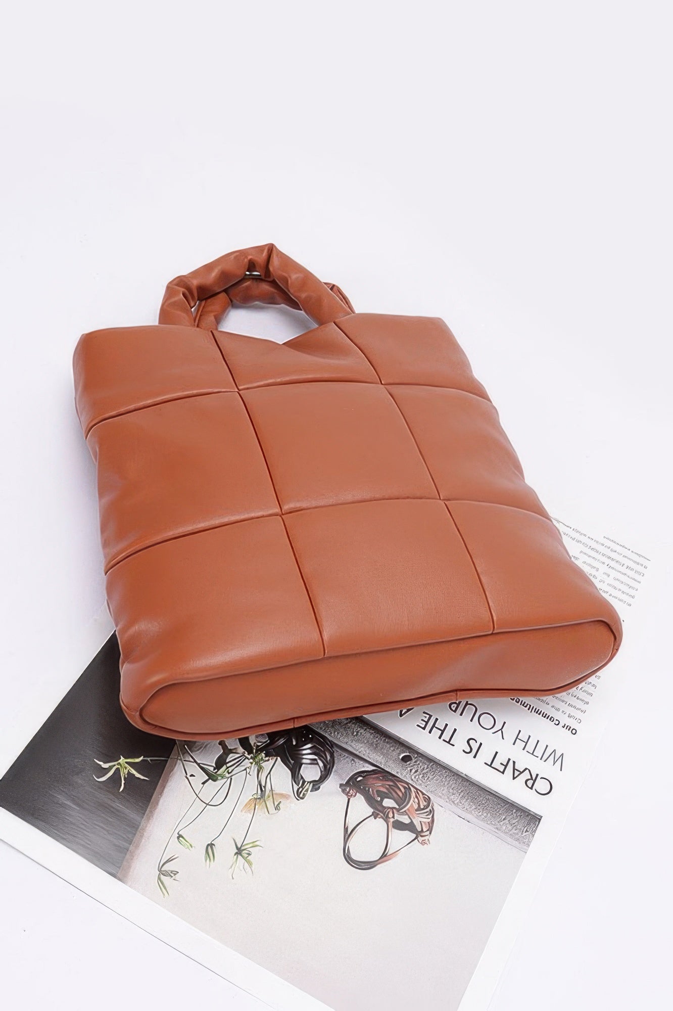 Quilted Faux Leather Padded Tote Bag - All Season Fashion