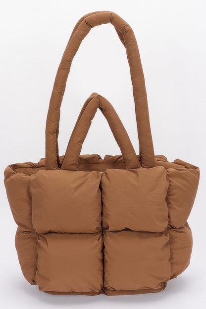 Nylon Quilted Padded Tote Bag - All Season Fashion