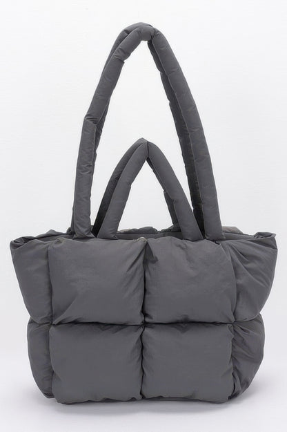 Nylon Quilted Padded Tote Bag - All Season Fashion