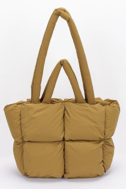 Nylon Quilted Padded Tote Bag - All Season Fashion