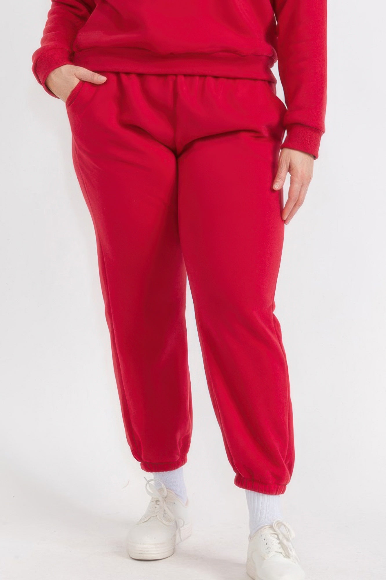 Plus Size Poly Fleece Elastic Waist Joggers - All Season Fashion