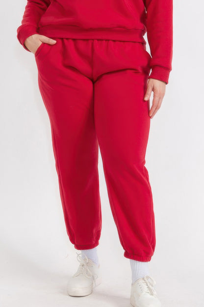Plus Size Poly Fleece Elastic Waist Joggers - All Season Fashion