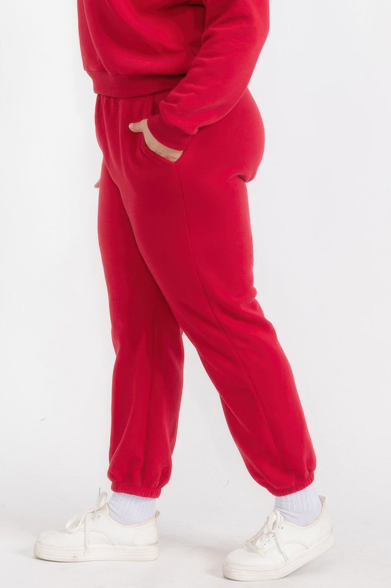 Plus Size Poly Fleece Elastic Waist Joggers - All Season Fashion