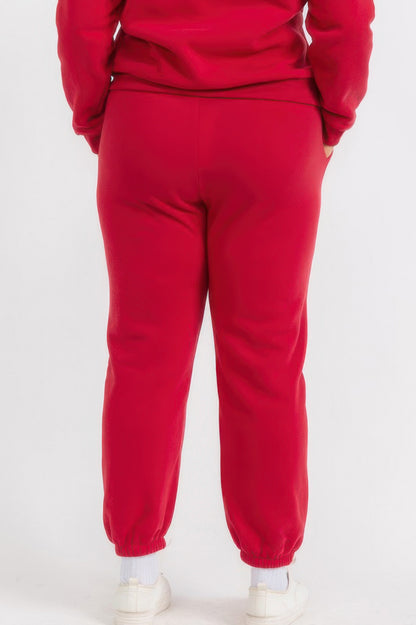 Plus Size Poly Fleece Elastic Waist Joggers - All Season Fashion