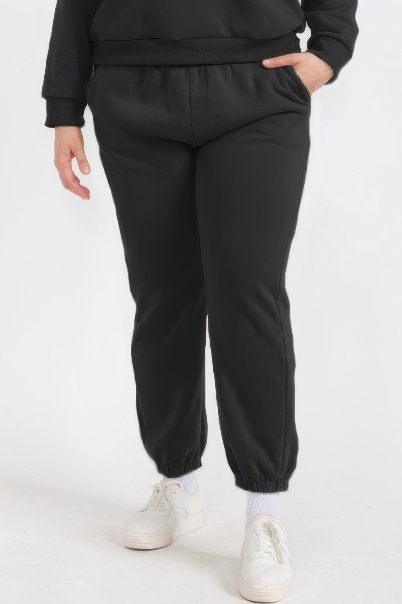 Plus Size Poly Fleece Elastic Waist Joggers - All Season Fashion