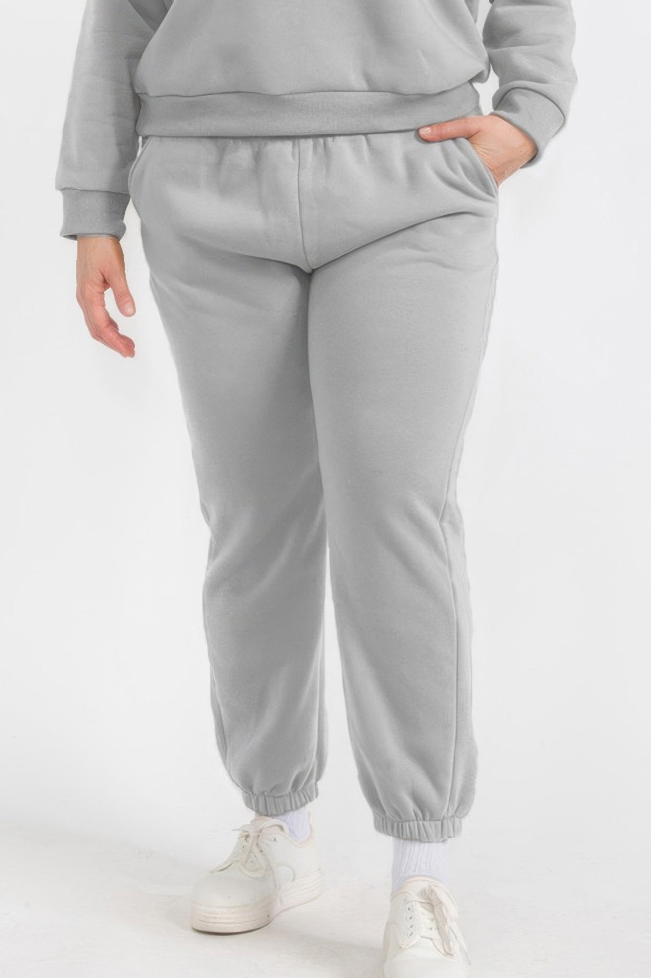 Plus Size Poly Fleece Elastic Waist Joggers - All Season Fashion