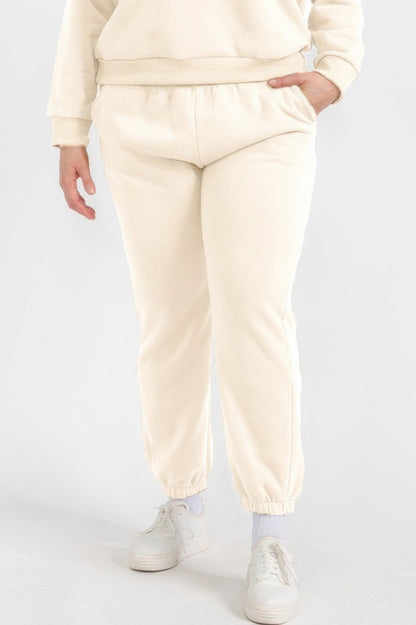 Plus Size Poly Fleece Elastic Waist Joggers - All Season Fashion