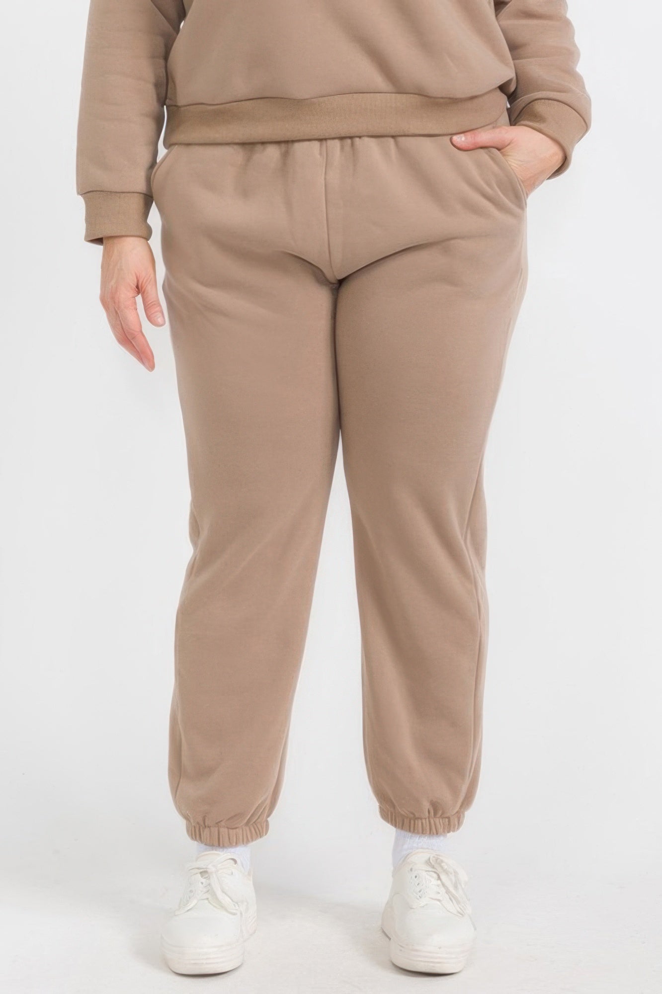 Plus Size Poly Fleece Elastic Waist Joggers - All Season Fashion
