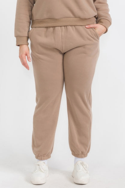 Plus Size Poly Fleece Elastic Waist Joggers - All Season Fashion