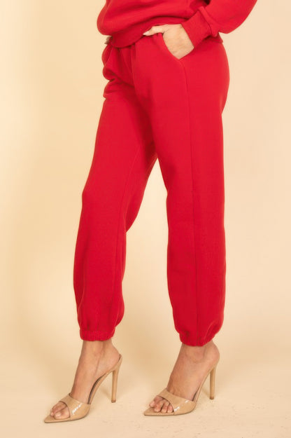Poly Fleece Elastic Waist Joggers - All Season Fashion