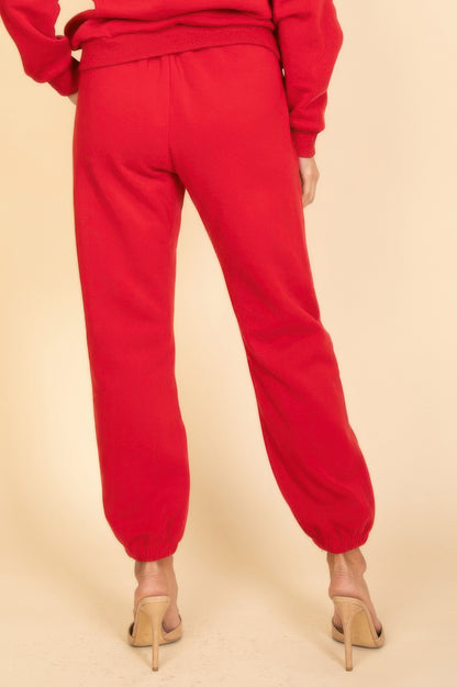 Poly Fleece Elastic Waist Joggers - All Season Fashion