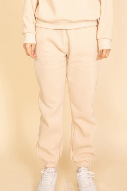 Poly Fleece Elastic Waist Joggers - All Season Fashion