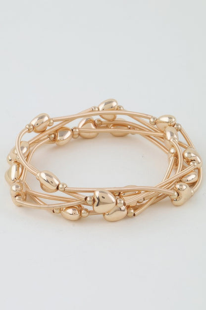 Shiny Heart Tube Beaded Bracelet - All Season Fashion