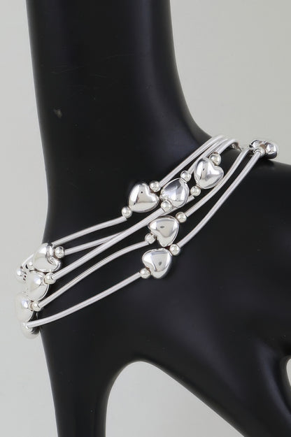 Shiny Heart Tube Beaded Bracelet - All Season Fashion