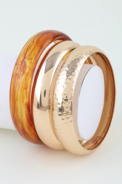 Wide Hammered Stone Bangle Bracelet - All Season Fashion