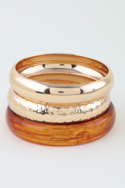 Wide Hammered Stone Bangle Bracelet - All Season Fashion