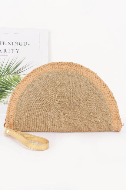 Metallic Faux Straw Clutch - All Season Fashion