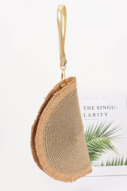 Metallic Faux Straw Clutch - All Season Fashion