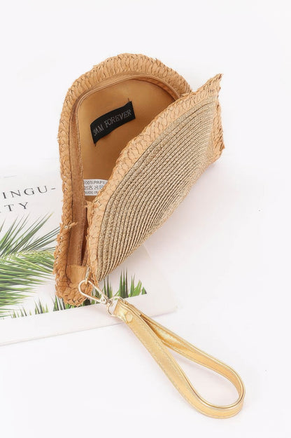 Metallic Faux Straw Clutch - All Season Fashion