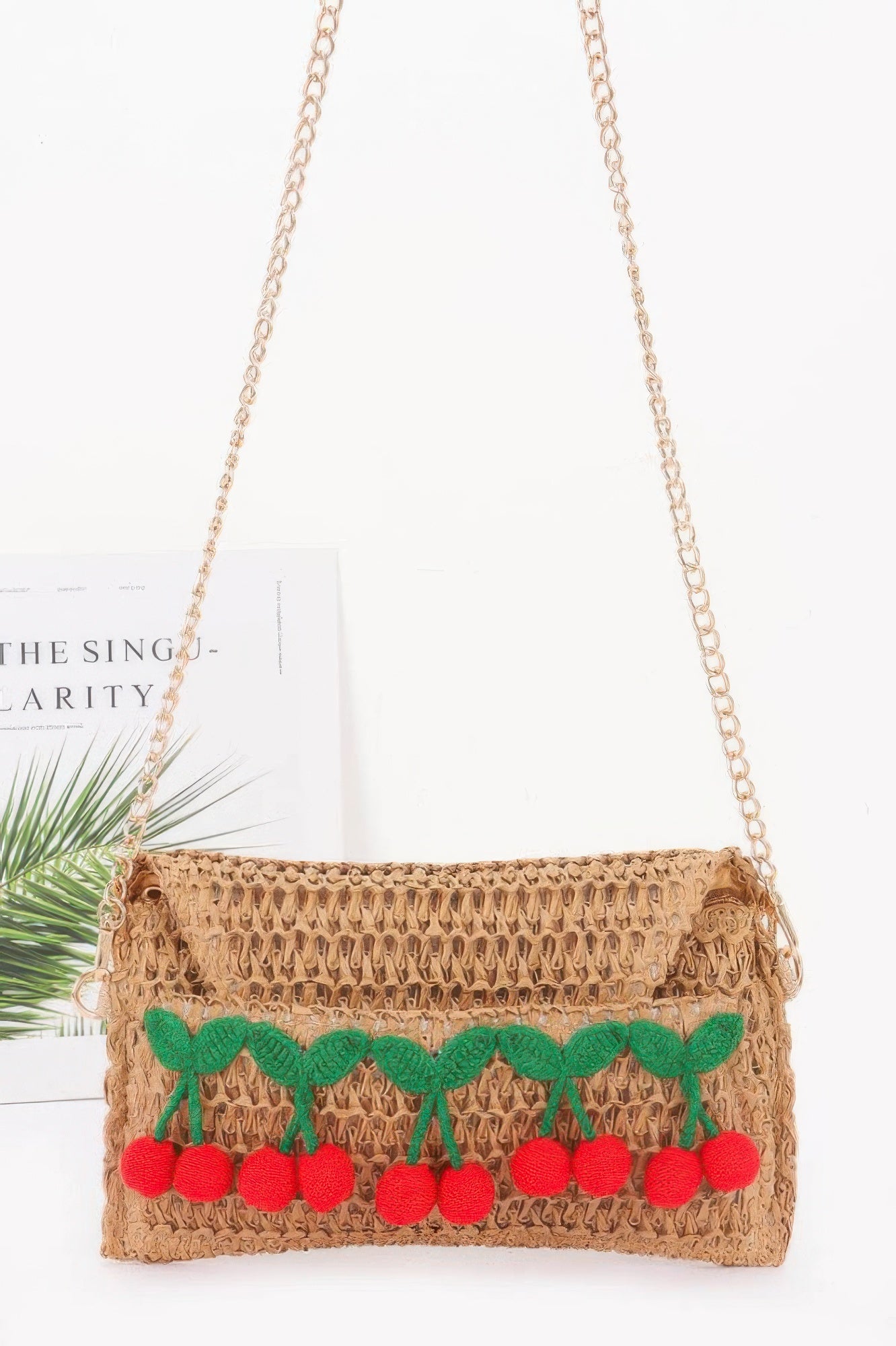 Faux Straw Cherry Clutch - All Season Fashion