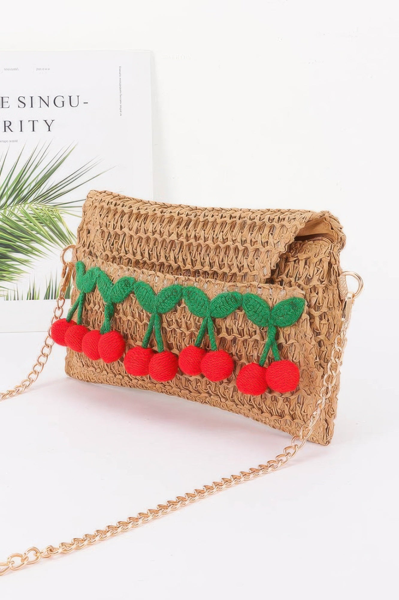 Faux Straw Cherry Clutch - All Season Fashion