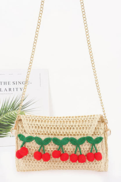 Faux Straw Cherry Clutch - All Season Fashion