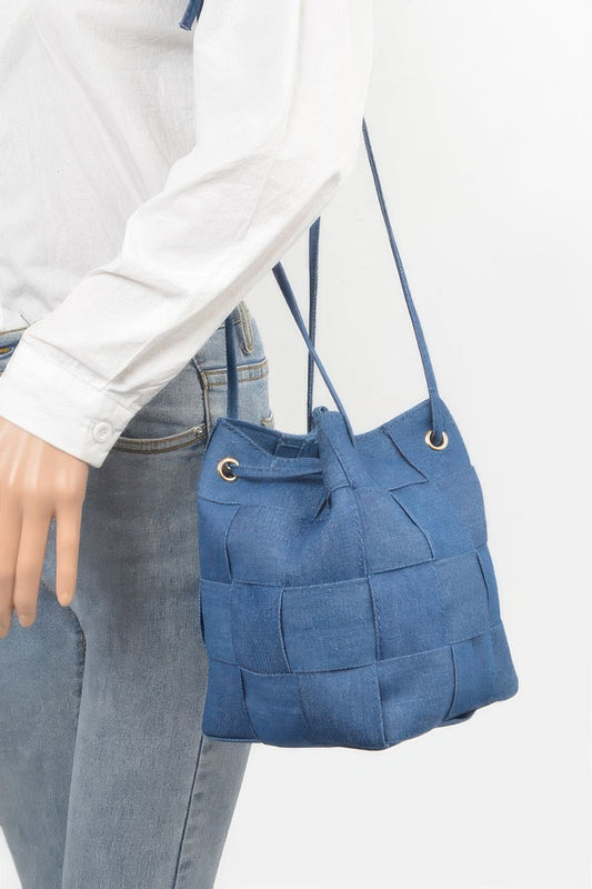 Braided Denim Bucket Bag - All Season Fashion