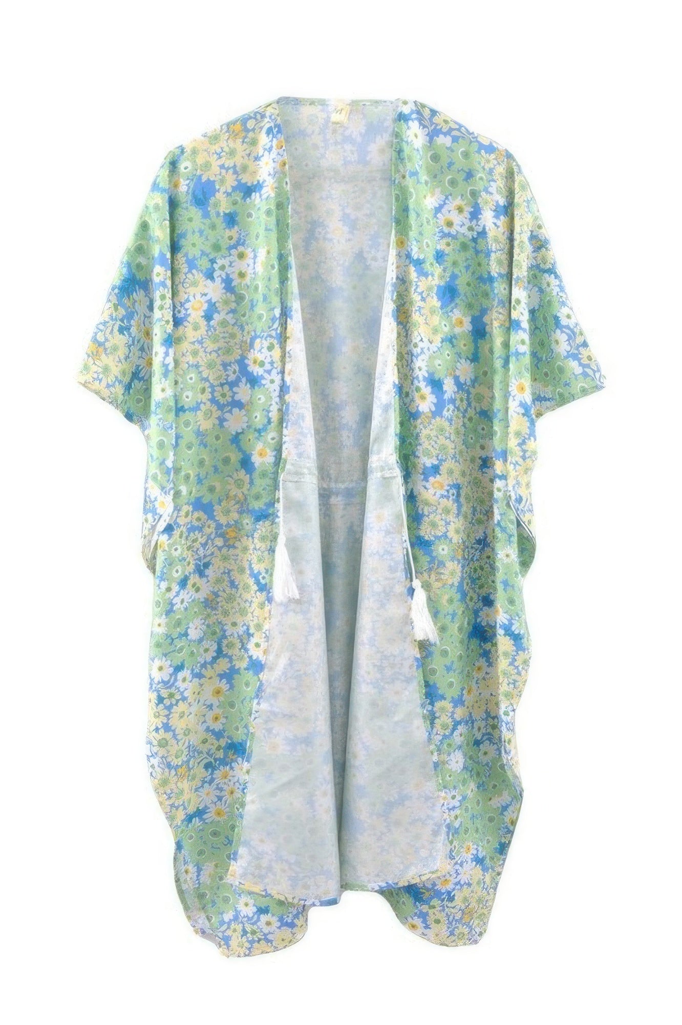 Flower Print Self-tie Drawstring Open Front Cover - All Season Fashion