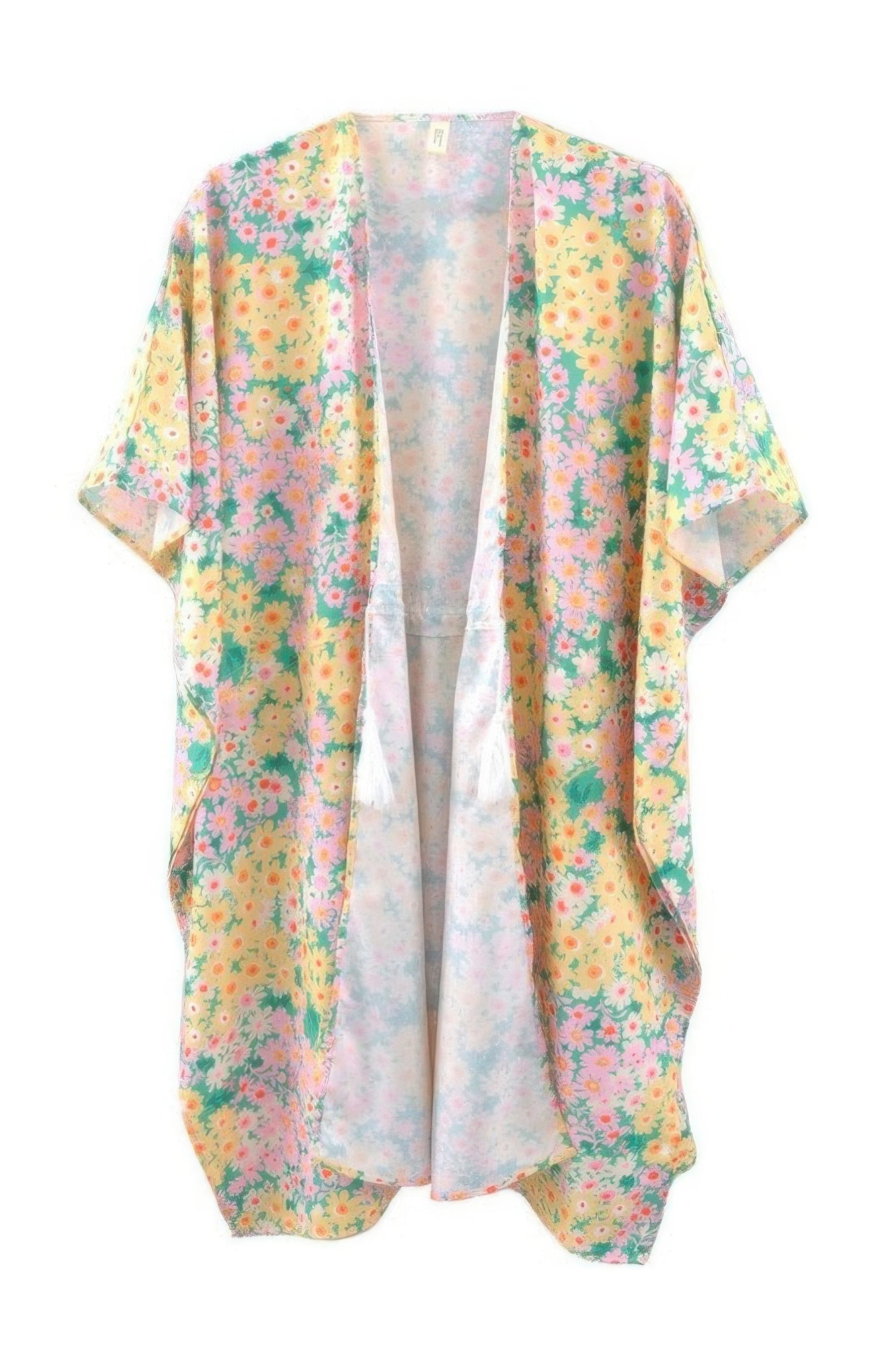 Flower Print Self-tie Drawstring Open Front Cover - All Season Fashion