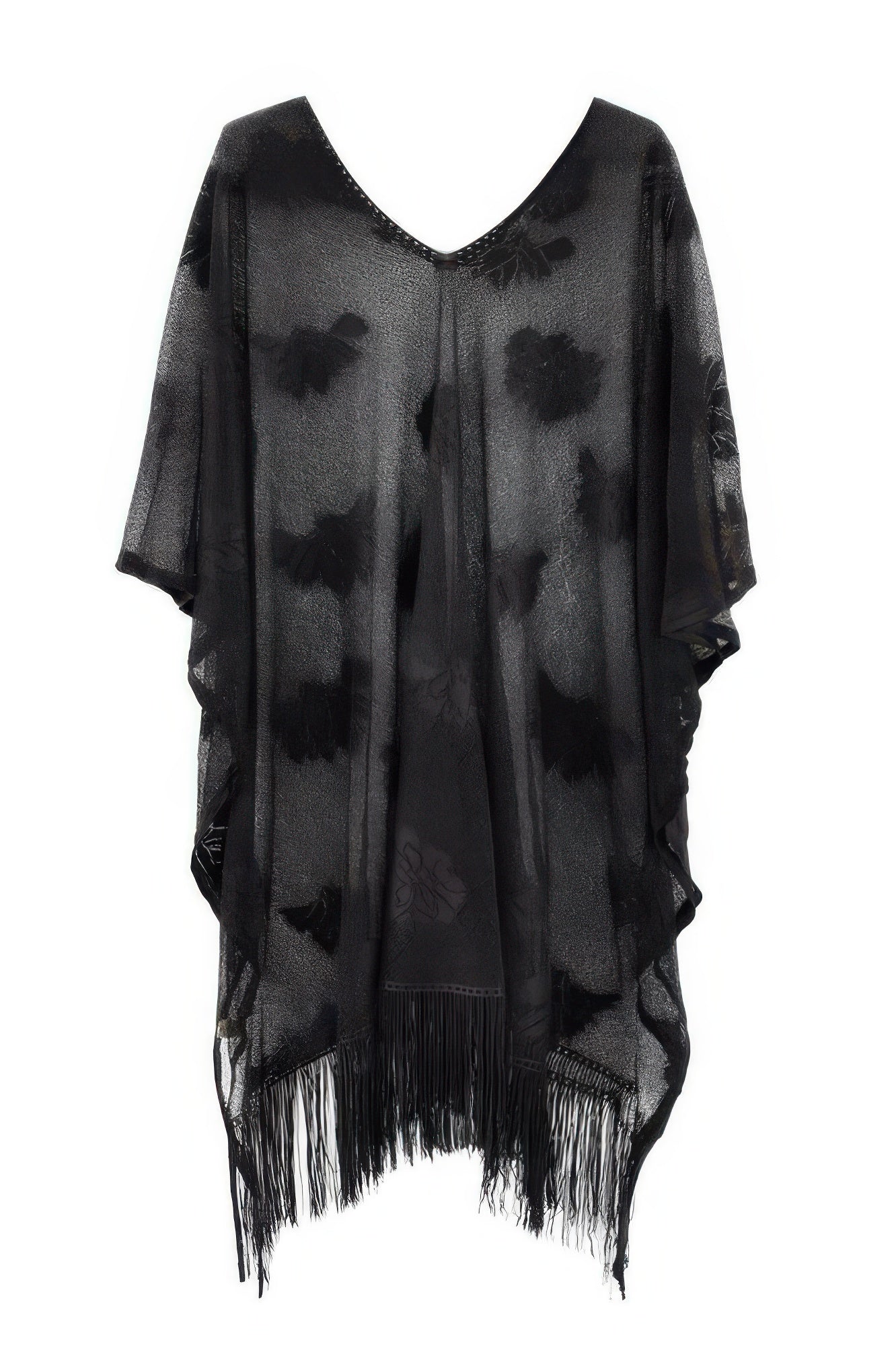 Floral Lace Poncho With Tassel - All Season Fashion