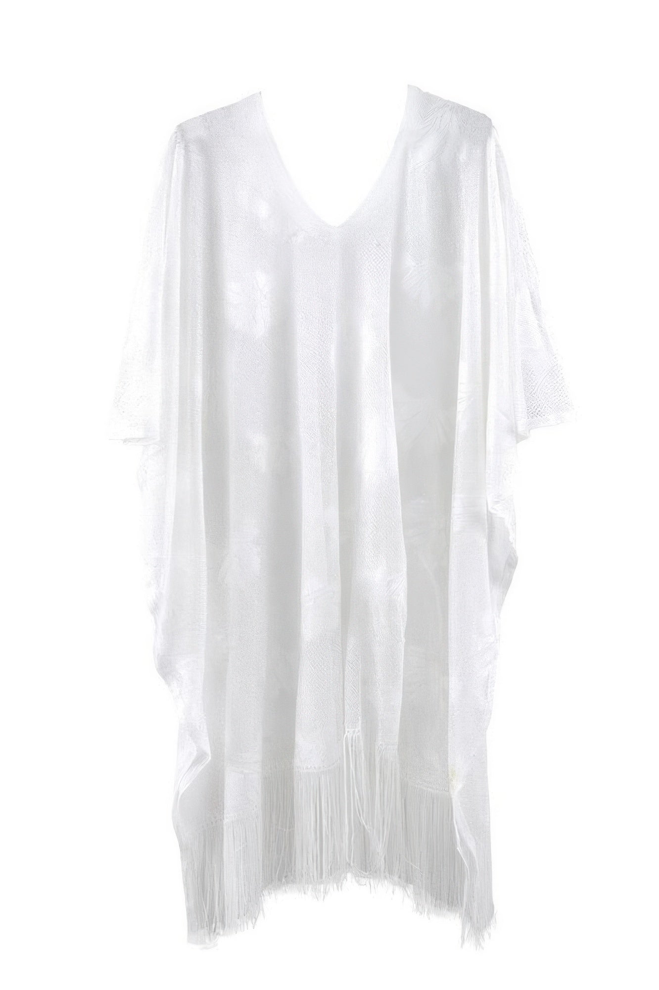 Floral Lace Poncho With Tassel - All Season Fashion