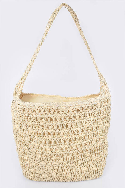 Faux Straw Oversized Shoulder Bag - All Season Fashion