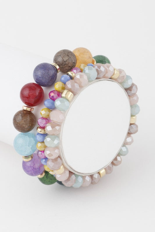 Triple Crystal Beaded Bracelet - All Season Fashion